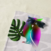 Whimsical Boho Owl & Tropical Monstera Leaf Strandtuch (Beispiel)