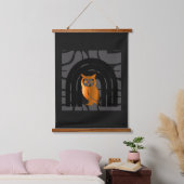 Whimsical Boho Owl & Tropical Monstera Leaf Wandteppich Mit Holzrahmen (Schlafzimmer)