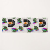 Whimsical Boho Owl & Tropical Monstera Leaf Yogamatte (Vorderseite (Horizontal))