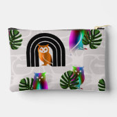 Whimsical Boho Owl & Tropical Monstera Leaf Zubehörtasche (Rückseite)