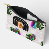 Whimsical Boho Owl & Tropical Monstera Leaf Zubehörtasche (Offen)