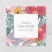 Whimsical Boho Painted Floral Earring Display Card Quadratische Visitenkarte (Vorderseite)