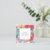 Whimsical Boho Painted Floral Earring Display Card Quadratische Visitenkarte (Stehend Vorderseite)