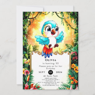 Whimsical Boho Parrot Birthday Einladung