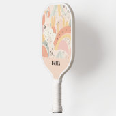 Whimsical Boho Pastel Personalisiert Abstrakt Pickleball Schläger (Links)