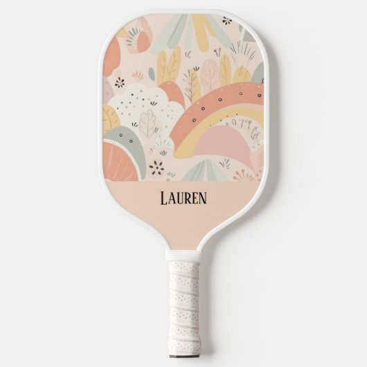 Whimsical Boho Pastel Personalisiert Abstrakt Pickleball Schläger (Vorderseite)