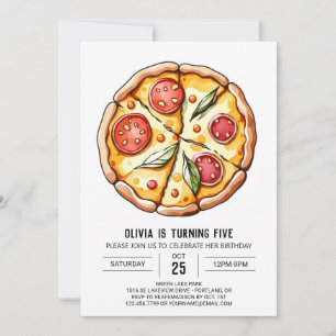 Whimsical Boho Pizza Birthday Einladung