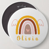 Whimsical Boho Rainbow mit Personalisiertem Namen Button (Vorne & Hinten)