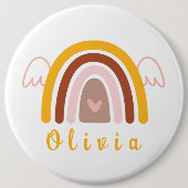 Whimsical Boho Rainbow mit Personalisiertem Namen Button (Vorderseite)