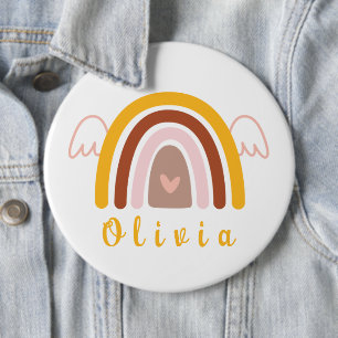 Whimsical Boho Rainbow mit Personalisiertem Namen Button
