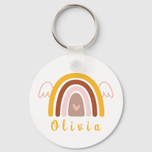 Whimsical Boho Rainbow mit Personalisiertem Namen Schlüsselanhänger