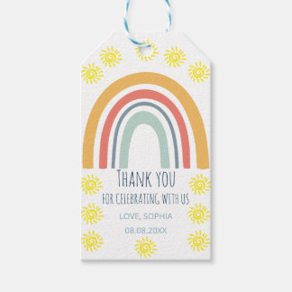 Whimsical Boho Regenbogen Sonne 1. Geburtstagsfeie Geschenkanhänger