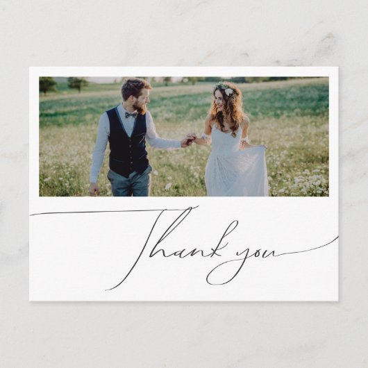 Whimsical Boho Script Horizontal Foto Vielen Dank Postkarte (Vorderseite)