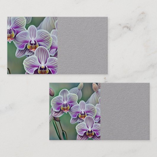 Whimsical Boho Soft Pastel Orchids Triptych Visitenkarte (Vorne/Hinten)