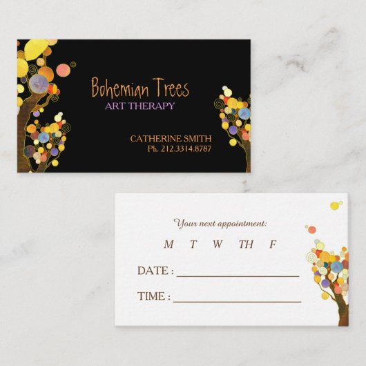 Whimsical Boho Trees Business Termin Karten (Vorne/Hinten)