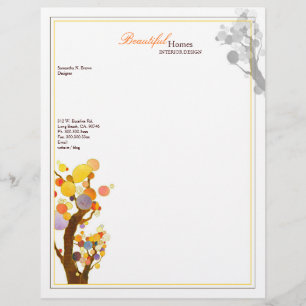 Whimsical Boho Trees Interior Design Business Briefbogen