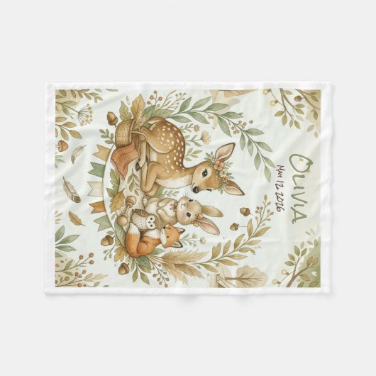 Whimsical Boho-Wald Fleecedecke (Vorderseite (Horizontal))