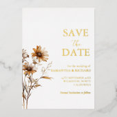 Whimsical boho Wildblume Hochzeit speichern Sie da Folieneinladung (Vorderseite)