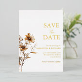 Whimsical boho Wildblume Hochzeit speichern Sie da Folieneinladung (Stehend vorne)