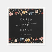 Whimsical Boho Wildblumen-Monogramm-Hochzeitsservi Serviette (Vorderseite)