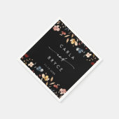 Whimsical Boho Wildblumen-Monogramm-Hochzeitsservi Serviette (Ecke)