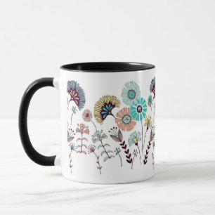 Whimsical Boho Wildblumen-Wiesen-Illustration TMug Tasse
