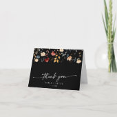 Whimsical Boho Wildflower Folded Wedding Dankeskarte (Vorderseite)