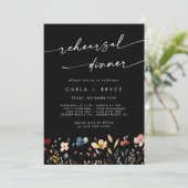 Whimsical Boho Wildflower Hochzeitsprobe-Dinner-Ei Einladung (Stehend Vorderseite)