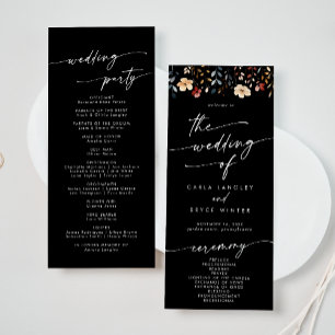 Whimsical Boho Wildflower Tea-Length Hochzeit Programm