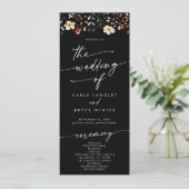 Whimsical Boho Wildflower Tea-Length Hochzeit  Programm (Stehend Vorderseite)