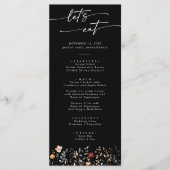 Whimsical Boho Wildflower Thank You and Wedding Menükarte (Vorderseite)