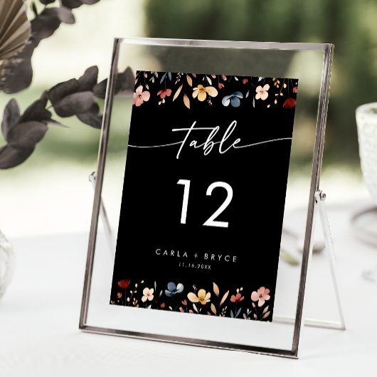 Whimsical Boho Wildflower Wedding Table Numbers Einladung