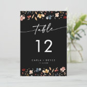 Whimsical Boho Wildflower Wedding Table Numbers Einladung (Stehend Vorderseite)