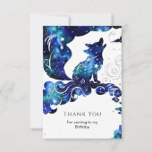Whimsical Boho Wolf Birthday Dankeskarte (Vorderseite)
