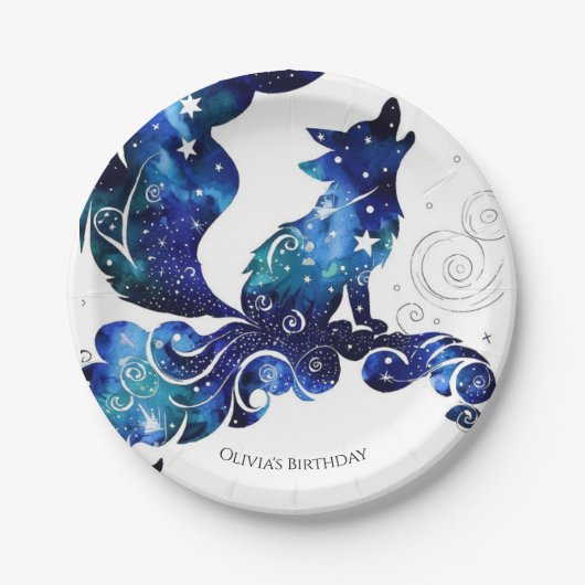 Whimsical Boho Wolf Birthday Pappteller (Vorderseite)