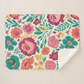 Whimsical Bold Blooms Retro Floral Pattern Sherpadecke (Vorderseite (Horizontal))