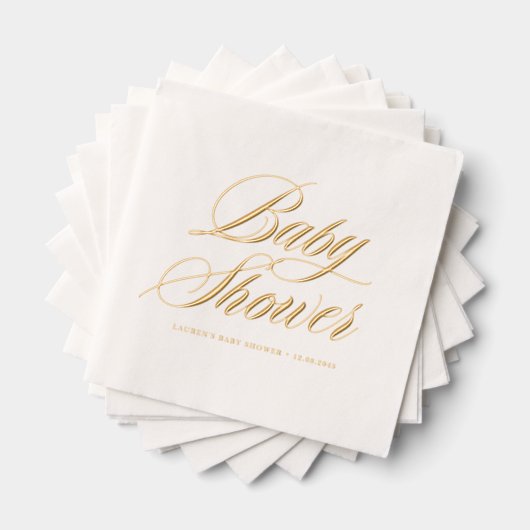 Whimsical Bold Calligraphy Baby Dusche Servietten Mit Folie (Insitu (Gestapelt))