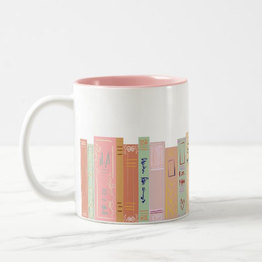 Whimsical Book Girly Bookshelf Zweifarbige Tasse (Links)