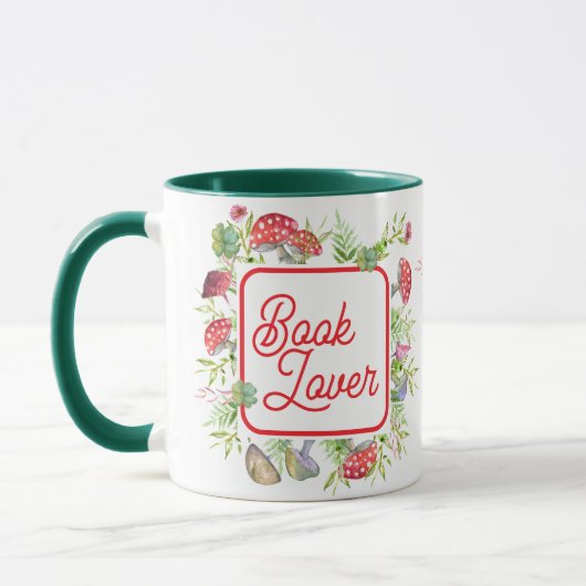 Whimsical Book Lover Mushroom Coffee Tasse (Links)