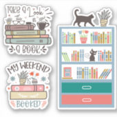 Whimsical Book Lover's Sticker Set (Vorderseite)