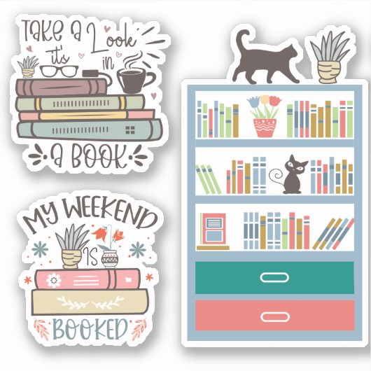 Whimsical Book Lover's Sticker Set (Vorderseite)