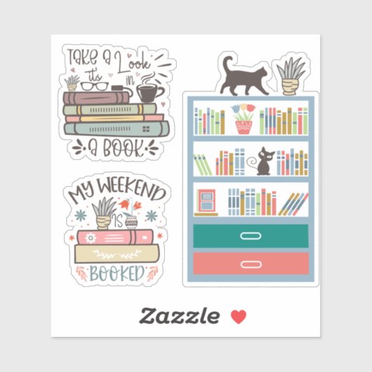 Whimsical Book Lover's Sticker Set (Blatt)