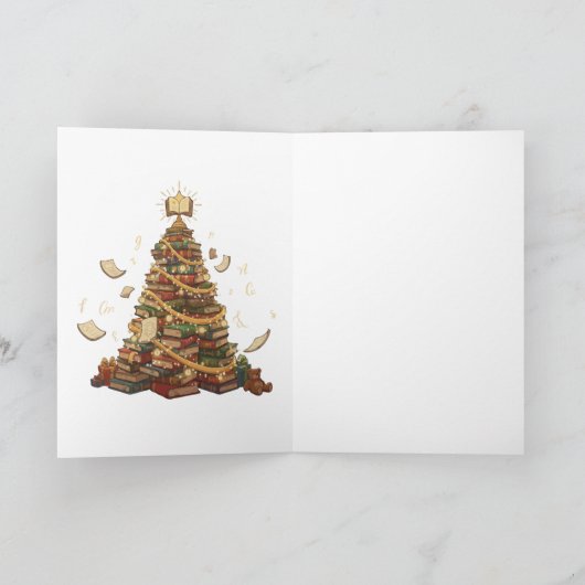 Whimsical Book Lover's Weihnachtsbaum | Literatur Karte (Innenseite)