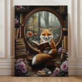 Whimsical Book Nook Reading Fox Leinwanddruck