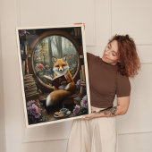 Whimsical Book Nook Reading Fox Leinwanddruck