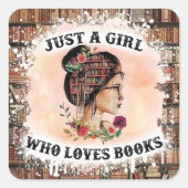 Whimsical Bookworm Delight Quadratischer Aufkleber (Vorderseite)