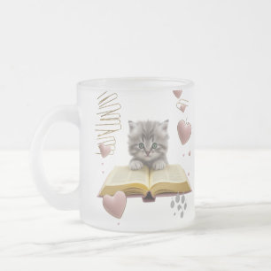 Whimsical Bookworm Kitten Zweifarbiges Mug – Magis Mattglastasse