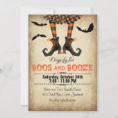 Whimsical Boos und Booze Halloween-Party Einladung (Vorderseite)