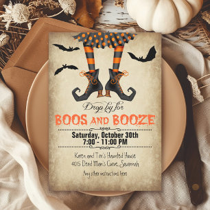 Whimsical Boos und Booze Halloween-Party Einladung