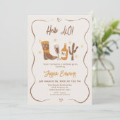 Whimsical Boots Champagne Hallo 40 Geburtstag Einladung (Stehend Vorderseite)